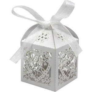 100 Pack Love Heart Laser Cut Wedding Party Favor Box Candy Bag Chocolate Gift